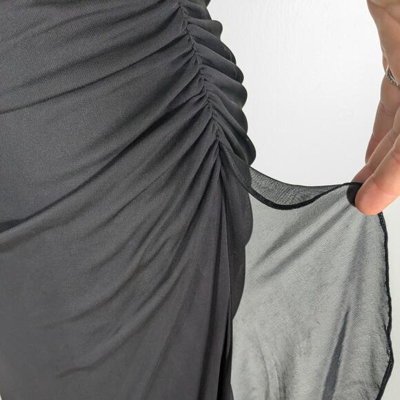 Vintage Nites Prom Dress Maxi Gown 10 Black Y2K Fairy Goth Babydoll Halter Glam - Picture 6 of 9